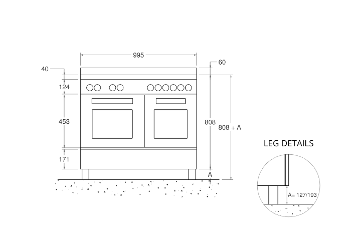 100 cm induction top, electric double oven | Bertazzoni